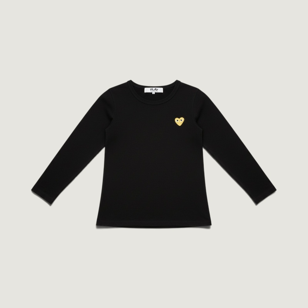 Comme des Garcons Play Long Sleeve Gold Heart Black Size Small